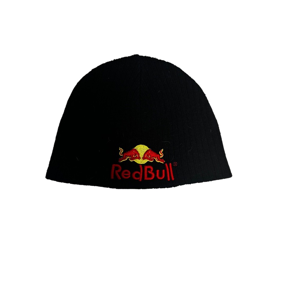 Red Bull Black Beanie Hat Embroidered Logo